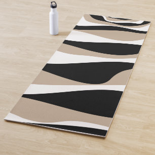 Ebb and Flow 4 - Taupe, Black and White Yoga Mat