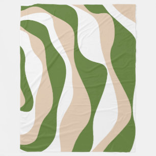 Ebb and Flow 4 - White, Sand and Palm Green Fleece Blanket