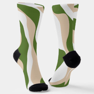 Ebb and Flow 4 - White, Sand and Palm Green Socks