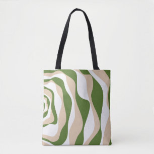 Ebb and Flow 4 - White, Sand and Palm Green Tote Bag