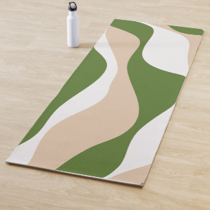Ebb and Flow 4 - White, Sand and Palm Green Yoga Mat