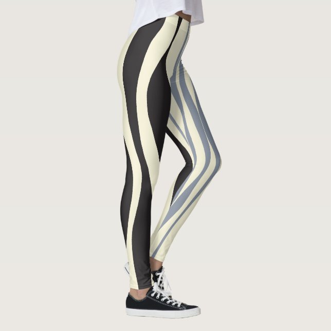 Ebb and Flow in Black, Grey and Cream  Leggings (Right)