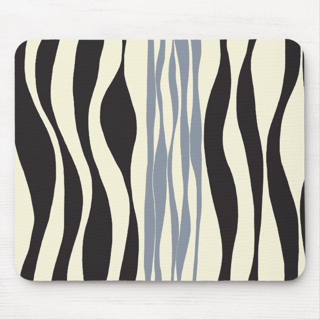 Ebb and Flow in Black, Grey and Cream  Mouse Mat (Front)