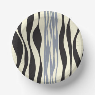 Ebb and Flow in Black, Grey and Cream Paper Plate