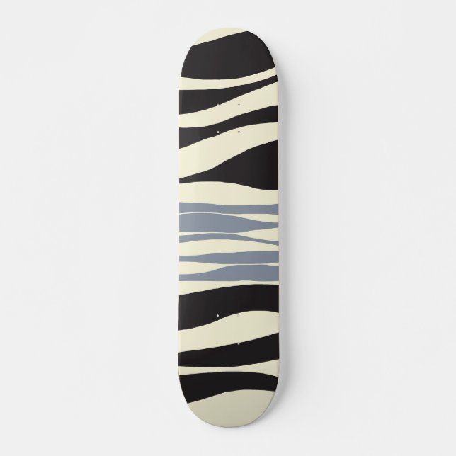 Ebb and Flow in Black, Grey and Cream  Skateboard (Front)