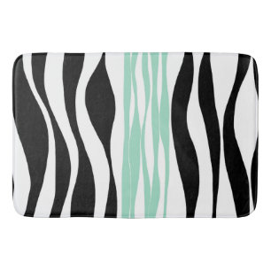 Ebb and Flow - Mint Green, White and Black Bath Mat