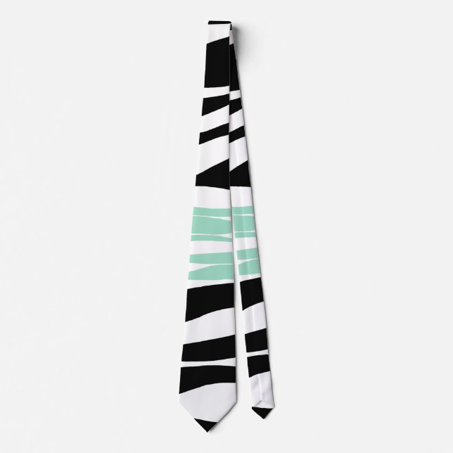 Ebb and Flow - Mint Green, White and Black  Tie (Front)
