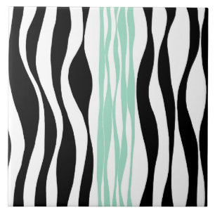 Ebb and Flow - Mint Green, White and Black  Tile