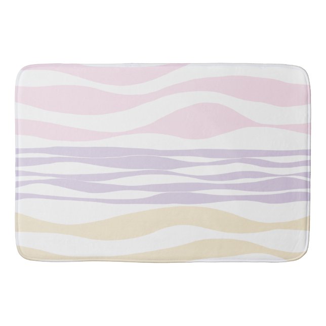 Ebb and Flow - Pastel Pink, Yellow and Purple Bath Mat (Front)