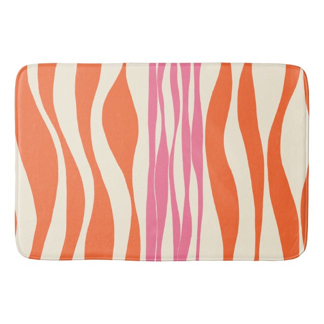 Ebb and Flow - Pink, Orange, and Cream  Bath Mat (Front)
