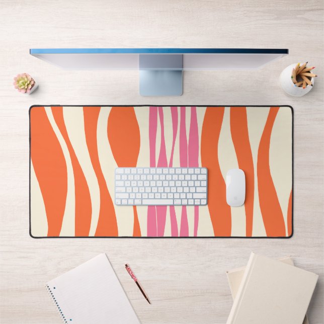 Ebb and Flow - Pink, Orange, and Cream  Desk Mat (Office 1)