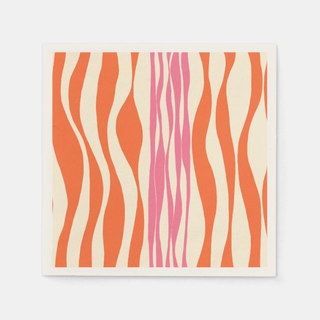 Ebb and Flow - Pink, Orange, and Cream  Napkin (Front)