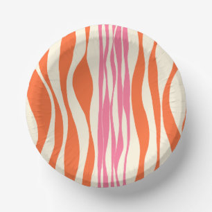 Ebb and Flow - Pink, Orange, and Cream Paper Plate