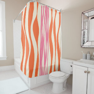 Ebb and Flow - Pink, Orange, and Cream Shower Curtain