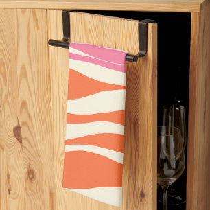 Ebb and Flow - Pink, Orange, and Cream Tea Towel
