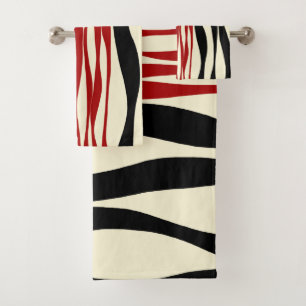 Ebb and Flow - Red & Cream Bath Towel Set