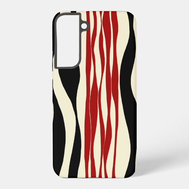 Ebb and Flow - Red & Cream Samsung Galaxy S22+ Case (Back)