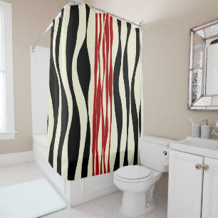 Ebb and Flow - Red & Cream Shower Curtain