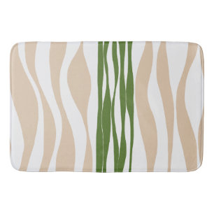Ebb and Flow - White, Sand and Palm Green  Bath Mat