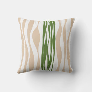 Ebb and Flow - White, Sand and Palm Green  Cushion
