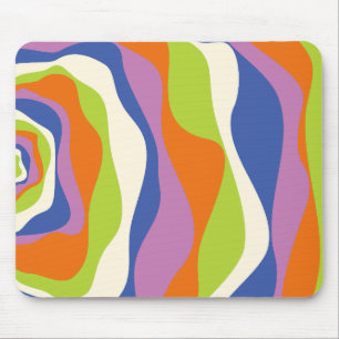 Ebb & Flow 4 Blue, Orange, Purple, Green & Cream Mouse Mat