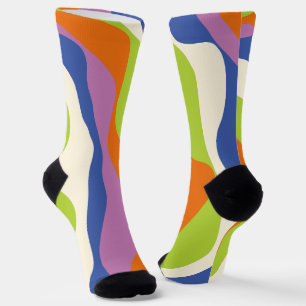 Ebb & Flow 4 Blue, Orange, Purple, Green & Cream Socks