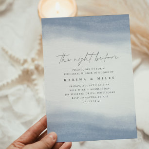 Ebb Tide Coastal Watercolor Rehearsal Dinner Invitation