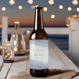 Ebb Tide Coastal Watercolor Wedding Beer Bottle Label