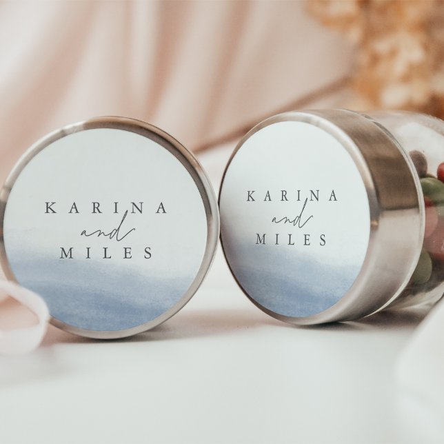 Ebb Tide | Coastal Watercolor Wedding Classic Round Sticker (Creator Uploaded)