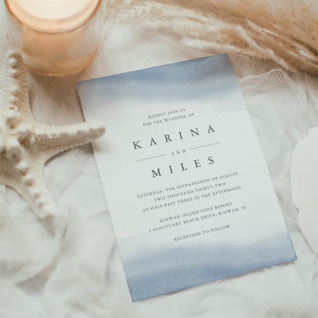 Ebb Tide Coastal Watercolor Wedding Invitation (Creator Uploaded)