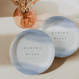 Ebb Tide Coastal Watercolor Wedding Paper Plate