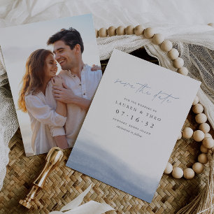 Ebb Tide Elegant Simple Photo Coastal Watercolor Save The Date