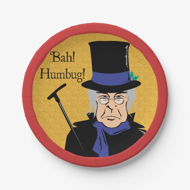 Ebenezer Scrooge Bah! Humbug! Paper Plate (Front)