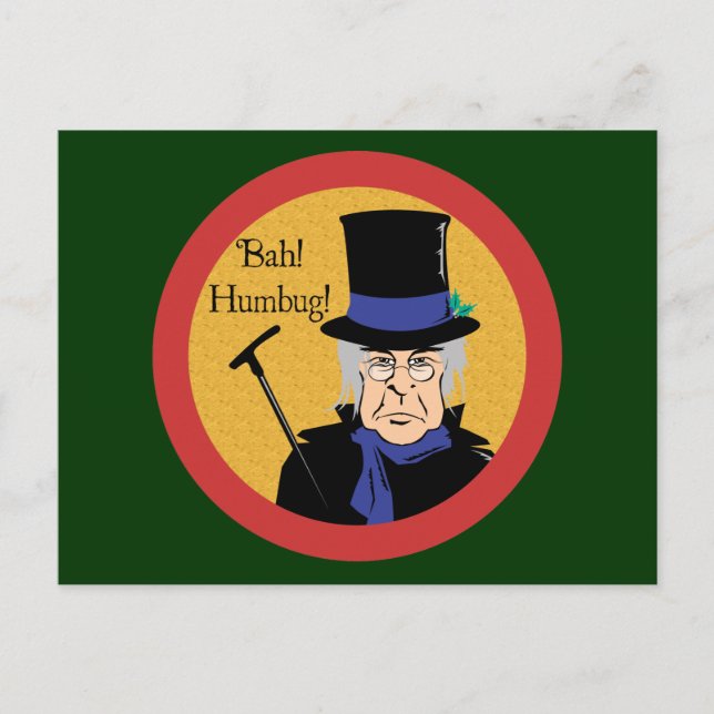 Ebenezer Scrooge Bah! Humbug! Postcard (Front)