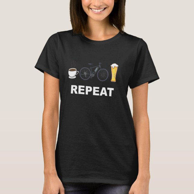 Ebike Cycling Bicylce Coffee Ebike Beer Repeat Cyc T-Shirt (Front)