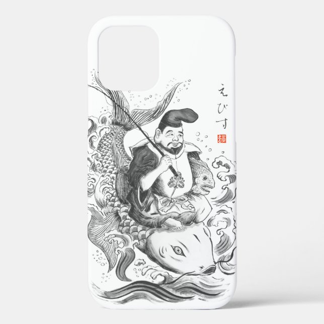 Ebisu - God of Fishing & Commerce (ink painting) Case-Mate iPhone Case (Back)
