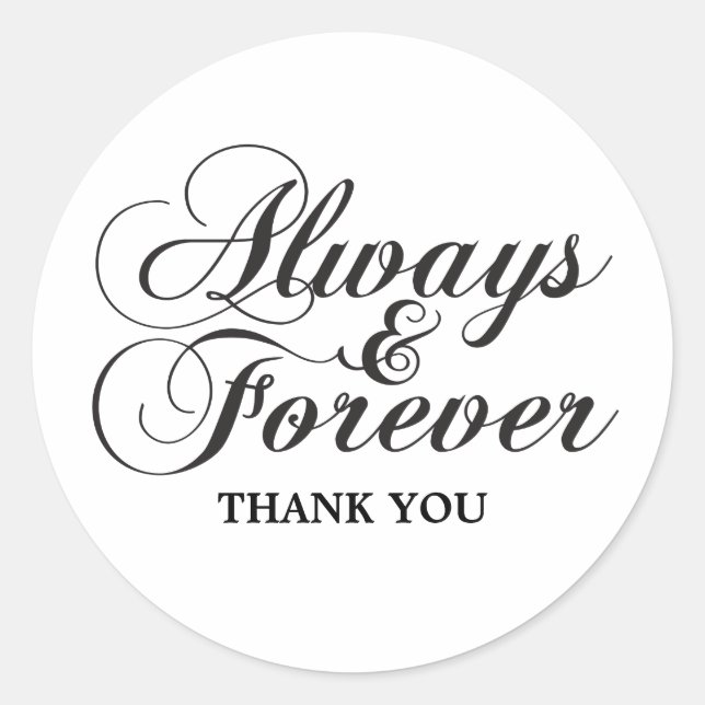 Ebony Always & Forever Thank You Stickers (Front)