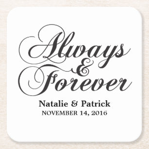 Ebony Always & Forever Wedding Paper Coasters