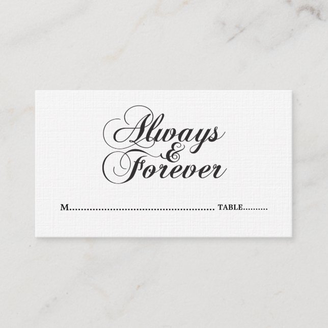 Ebony Always & Forever Wedding Place Cards (Front)