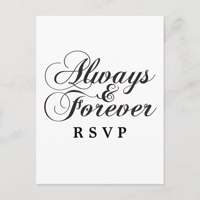 Ebony Always & Forever Wedding RSVP Postcard (Front)