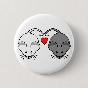 Ebony and Ivory Mouse Love 6 Cm Round Badge