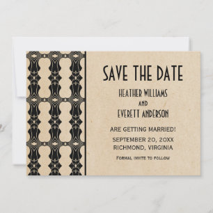 Ebony Art Deco Border Save the Date Invite
