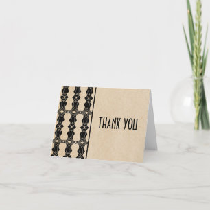 Ebony Art Deco Border Thank You Card