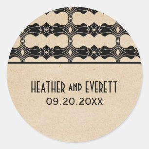 Ebony Art Deco Border Wedding Stickers