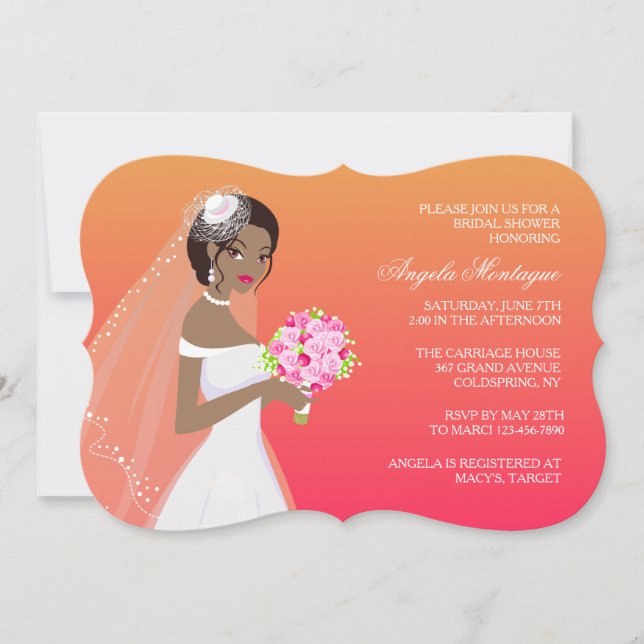 Ebony Beauty Bridal Shower Invitation (Front)