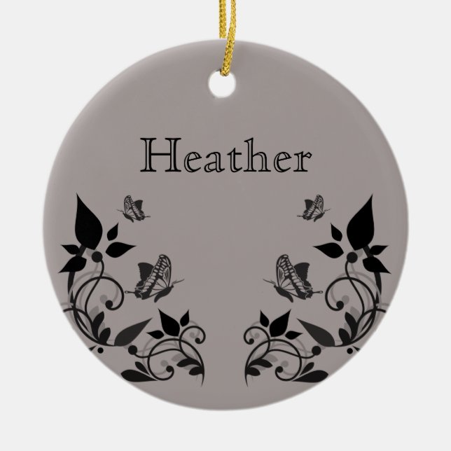 Ebony Butterfly Floral Ornament (Front)