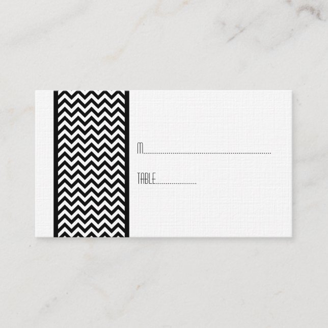 Ebony Chevron Border Place Card (Front)