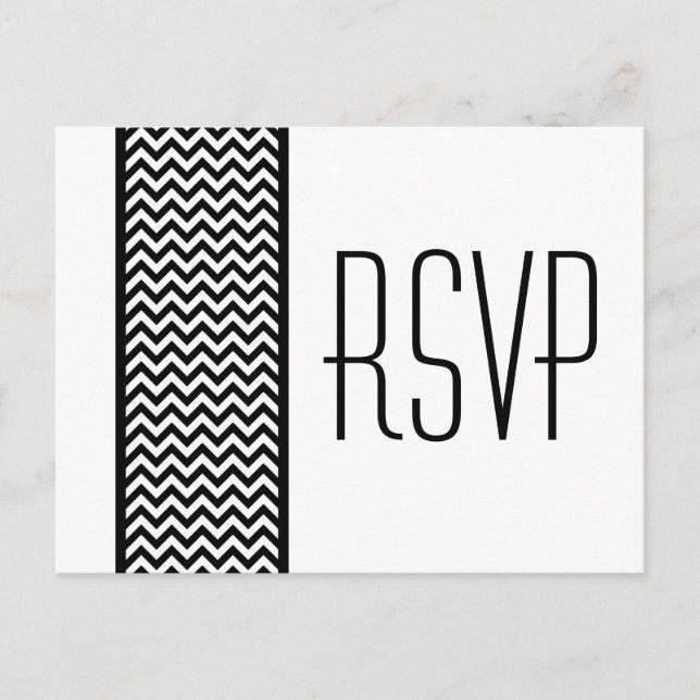 Ebony Chevron Border RSVP Postcard (Front)
