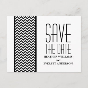Ebony Chevron Border Save the Date Postcard
