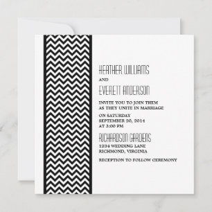 Ebony Chevron Border Wedding Invite